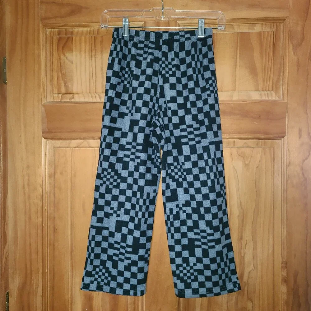 5/$30 Boys Cuddl Duds Black/Gray Checkered Fleece Pajama Pants
